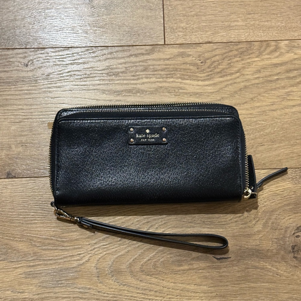 Kate Spade Black Leather Wristlet